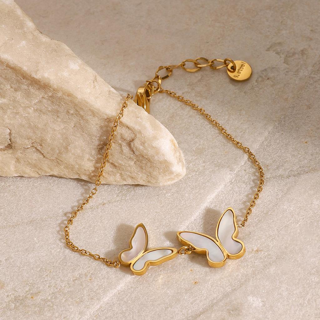  New Butterfly Chain Bangle Bracelet Trendy Stainless Steel Golden Bracelet Waterproof Jewelry Girls Gift New Bijoux