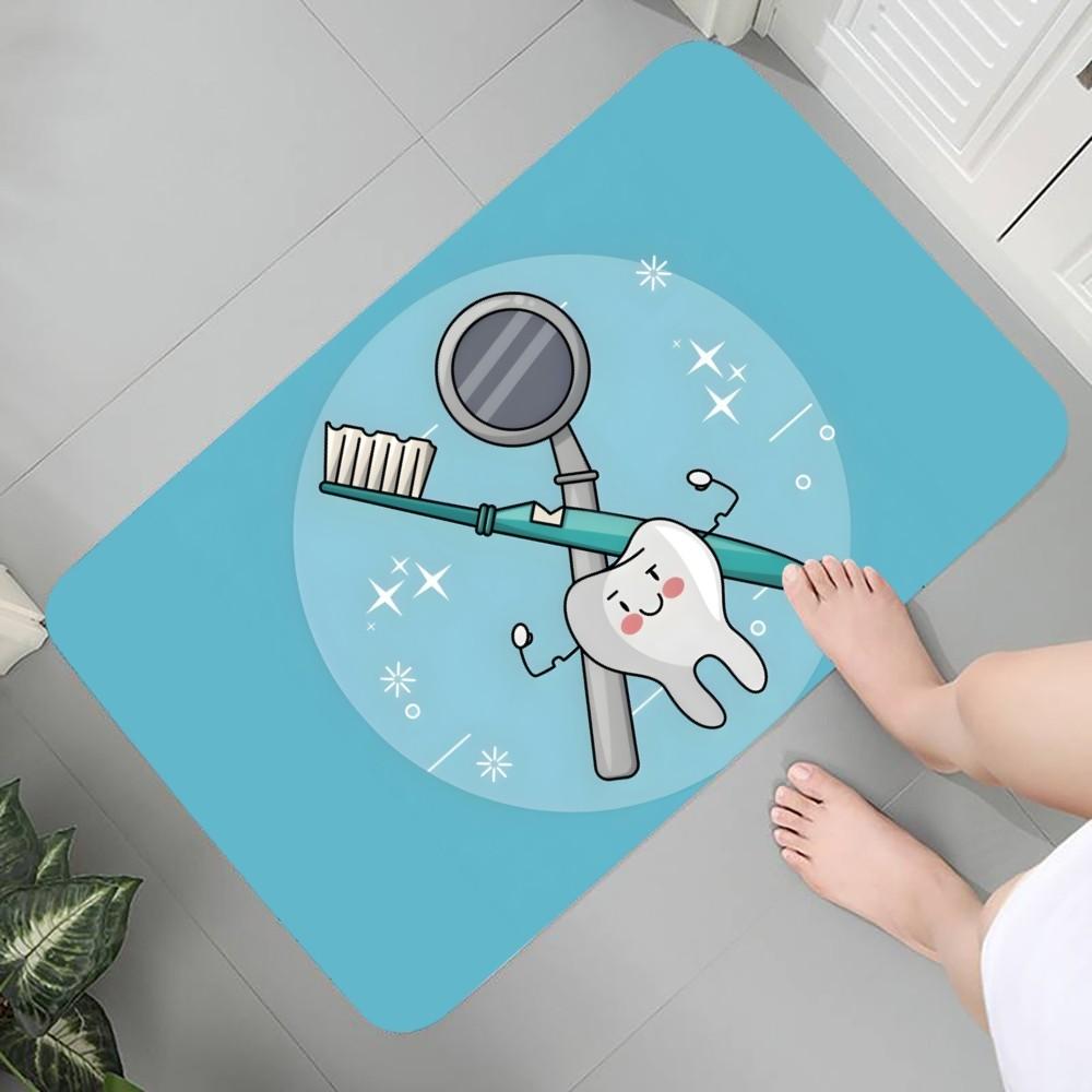 

Килимок для підлоги Зуб дантиста Графічний друк Фланелеві килимки для ванної кімнати, кухні, вхідної зони, килим для домашнього декору 40X60cm