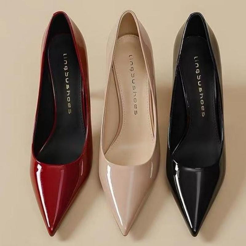 Móda Nové Dámské Boty Špičaté Lodičky Lakovaná Kůže Šaty Červené 8CM Vysoké Podpatky Lodičky Stínové Svatební Boty na Svatbu Ženy