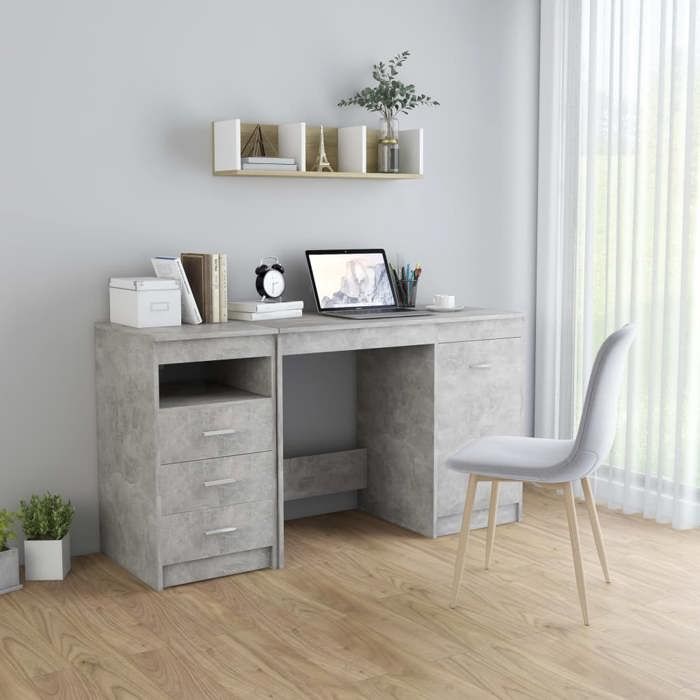 VidaXL Bureau Gris béton 140x50x76 cm Aggloméré