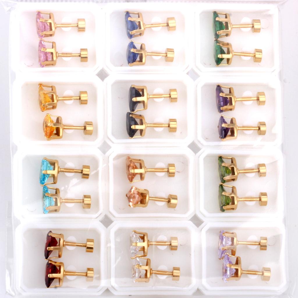 Titanium Steel Crystal Stud Earrings Sweet Cute Light Luxury Fashion Jewelry for Women Girls