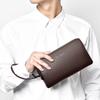 Men's Handheld Bag High End PU Leather Long Wallet Large Capacity Multi Card Slot Wrist Bag Password Anti Theft Phone Bag
