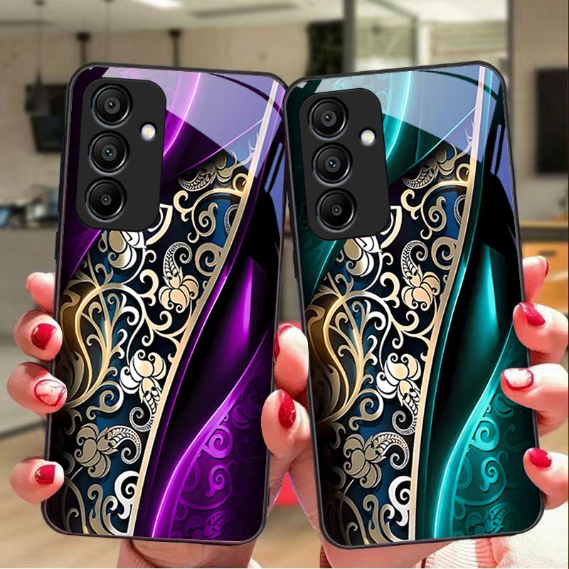 Jinmai Czerwono-Fioletowy Dla Samsung Galaxy A15 5G 54 4G 51 50 24 35 90 71 12 51 53 52S 80 22 34 Czarny Obudowa na Telefon z Hartowanego Szkła