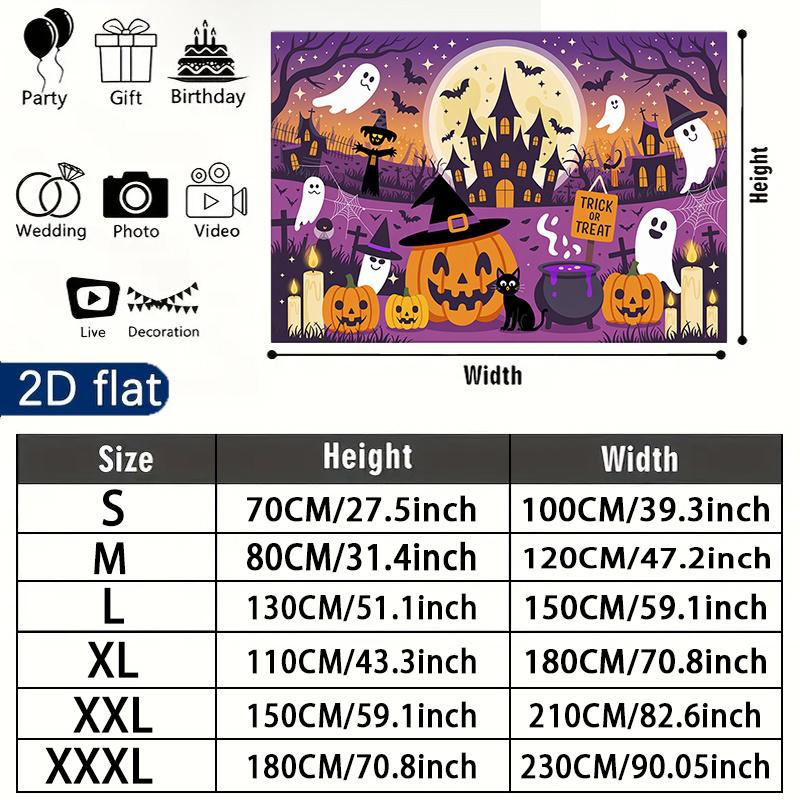 Party Backdrop Halloween Castle Flat Banners Spooky Ghosts Pumpkins Witch Celebrations Photo Booth Background Front Door Decor