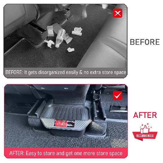 Rear Center Console Organizer for Tesla Model Y Juniper 2025 2026 Trash Can 2nd Row Under Floor Storage Box Bin Mat Accessories