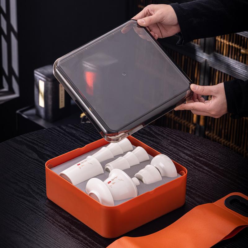 New Ceramic White Ru Kiln Kung Fu Travel Tea Set Business Enterprise Company Events Festival Opening Gifts