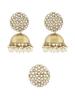 Antique Gold Tone Traditional Kundan Jhumki Earrings and Ring Set for Women