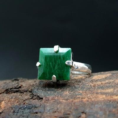 Krappenfassung Roh Reichhaltiger Grüner Smaragd 925 Sterlingsilber Ring Schmuck, Königliches Hochzeitsgeschenk Smaragdring