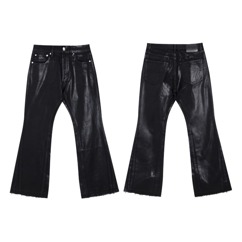 Mens High Street Graffiti Jeans Vintage Washed Slightly Flared Long Pants