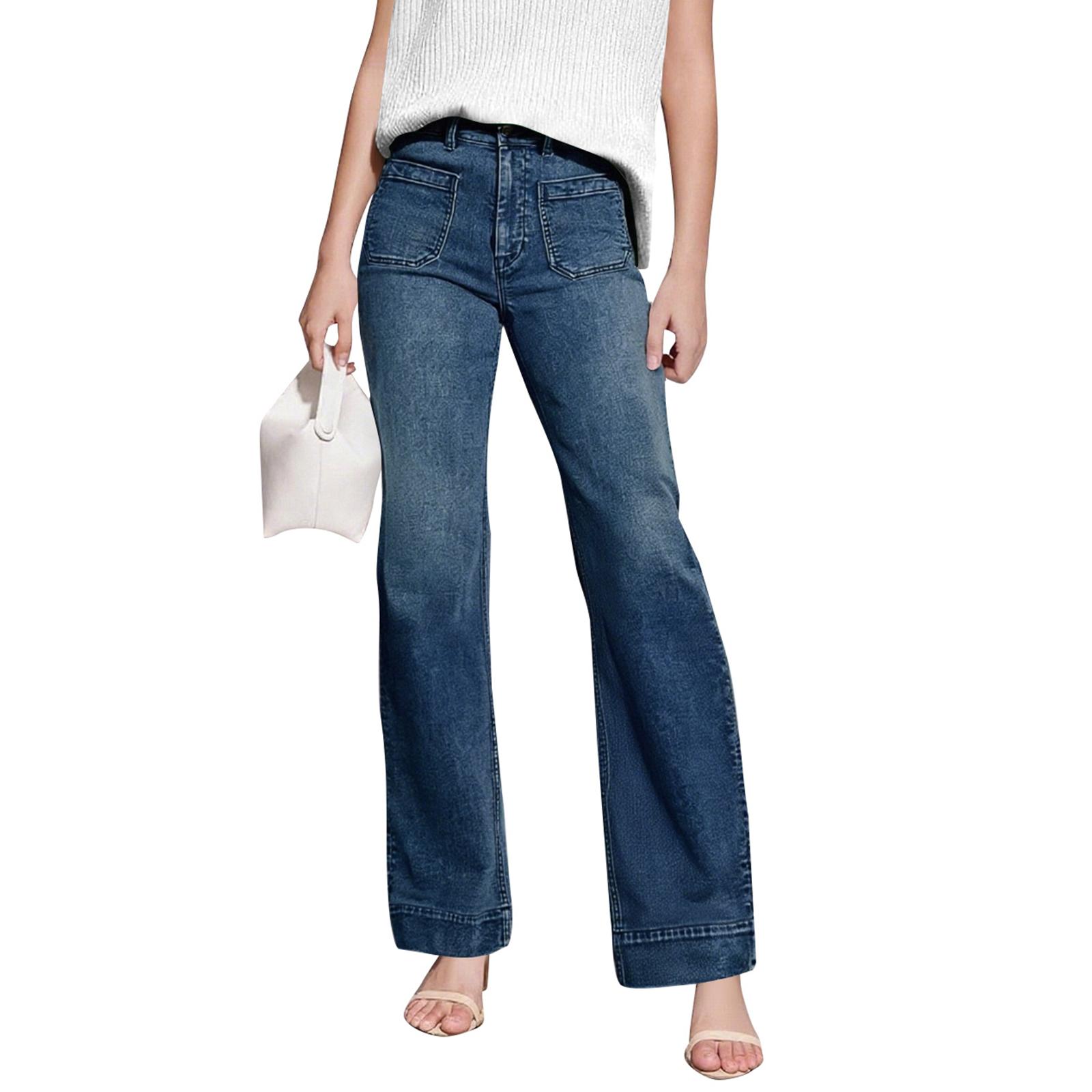 

Women s High-Rise Cargo Jeans With 6 Pockets Straight-Leg Wide-Leg Casual Loose Fit Jeans XXL
