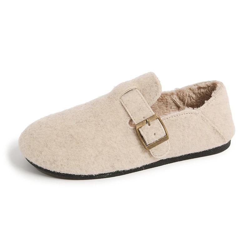 Fashion Plush Casual Versatile Boken Shoes 2024 New Autumn and Winter One Foot Kick Bean Shoes Fashionable and Warm Boken Cotton Shoes