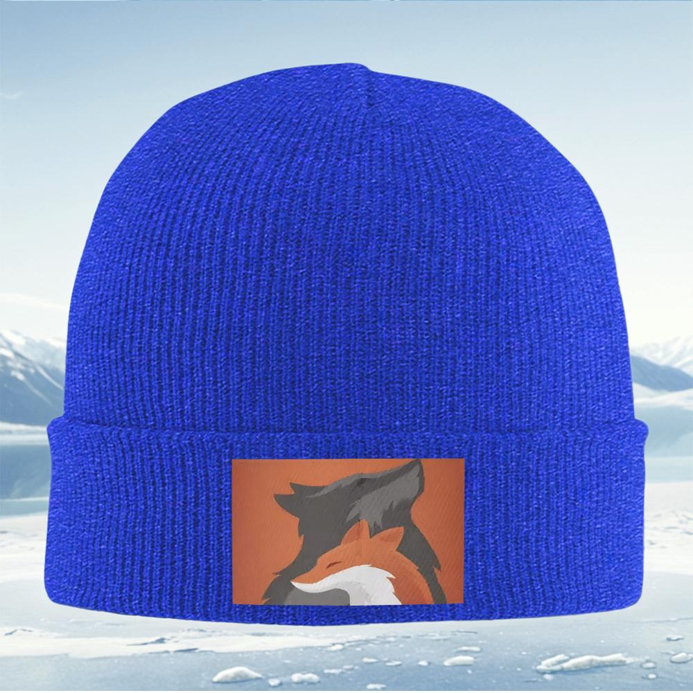 Fox shadowanimalsorange background Men Women Unisex Knitted Hat Beanie Pullover Cap Winter Thermal Warm Christmas Outdoor Cyc