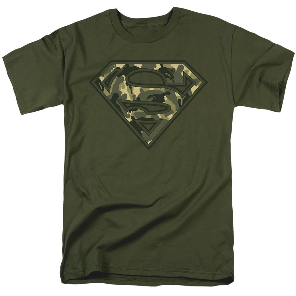 DC Comics - Superman - Super Camo - Adult Unisex Short Sleeve T-Shirt - Green M