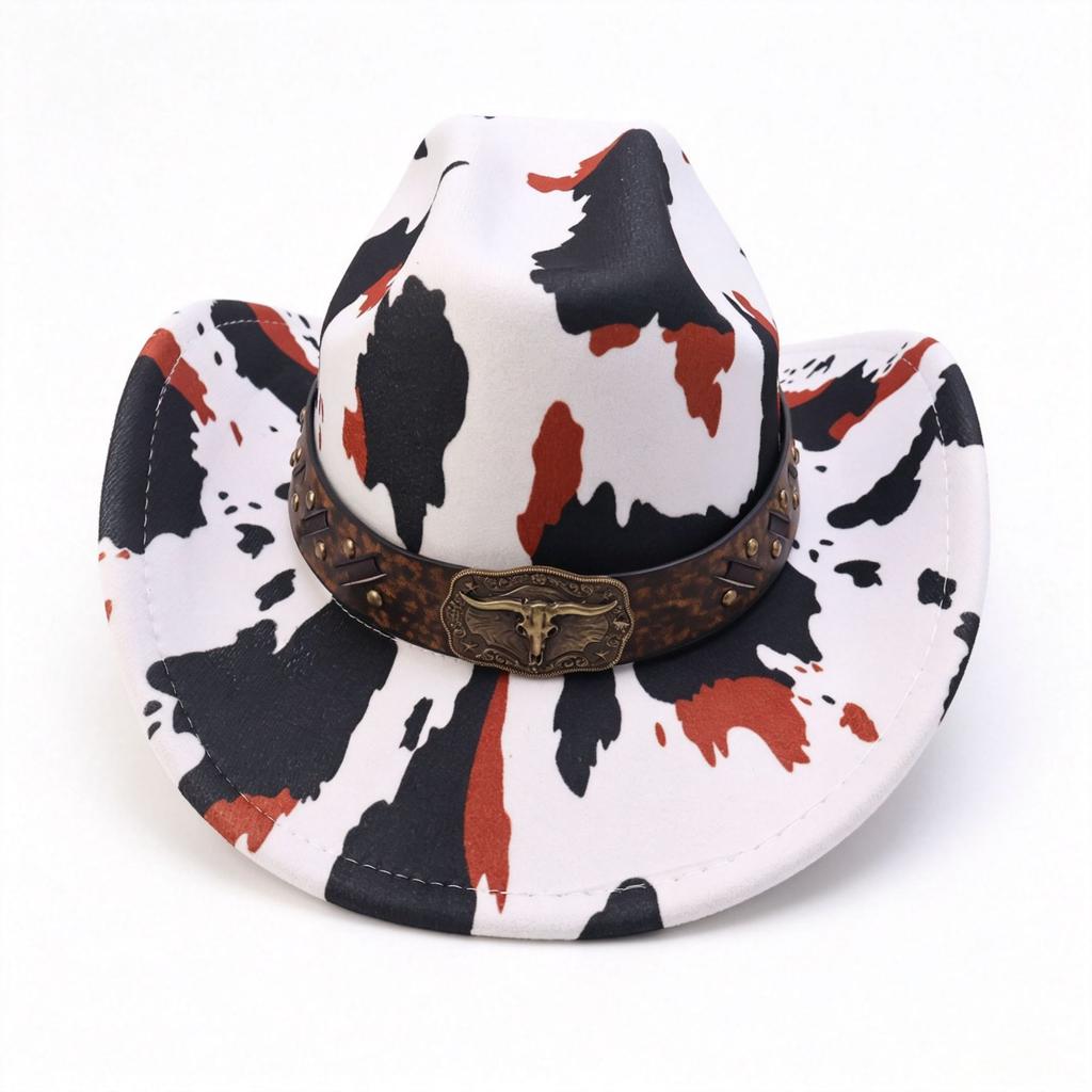 Neuer Western-Cowboyhut Kuhmuster Personalisierte Accessoires Cowboyhut Vier Jahreszeiten Vielseitig Ethnischer Stil Cowboyhut