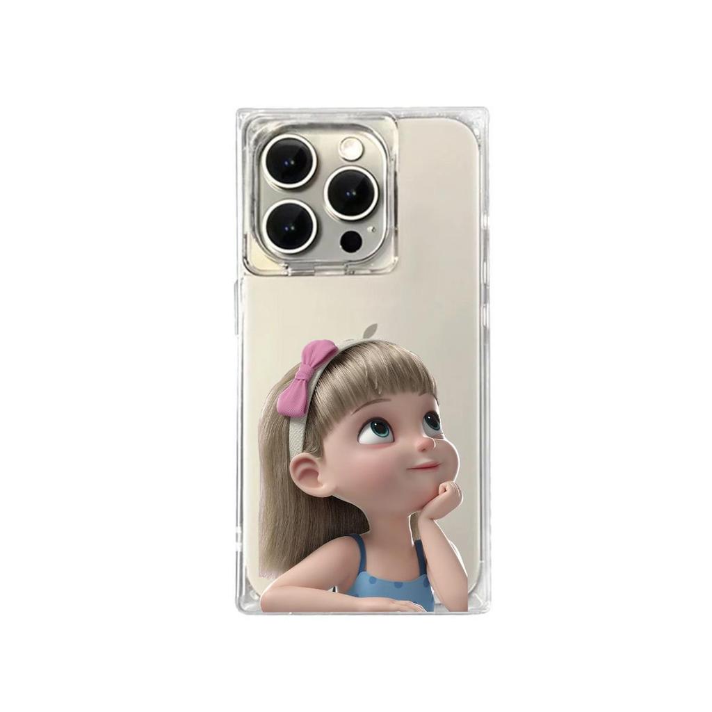 Clear Square Back Tube Case Protection For iPhone 14 Pro Max 12 13 15 Plus 11 16 ProMax Anti-Oxygen,Little Girl Pattern Casing