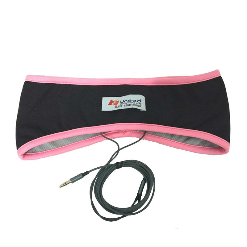 

Спортивні навушники Маска для сну Шумозаглушувальна Пов язка на голову Навушники 3,5 мм Дротова гарнітура Музичний плеєр для смартфона ПК рожевий