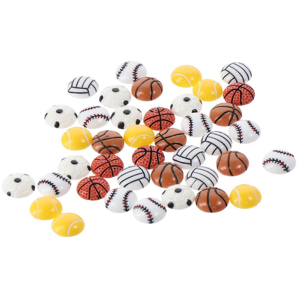 

40Pack Mix Style Assorted Sport Ball Slime Charms Football Volleyball Sport Ball Series Charm Decorations Baseball Tennis золотой