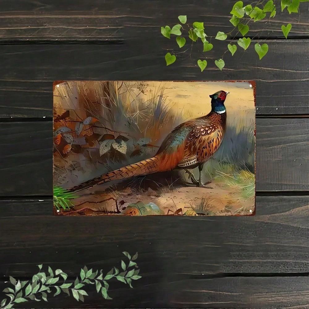 Vavufa Rustic Pheasant Metal Sign Outdoor Garden Wildlife Wall Art Patio Porch Decor 8x12 Inch