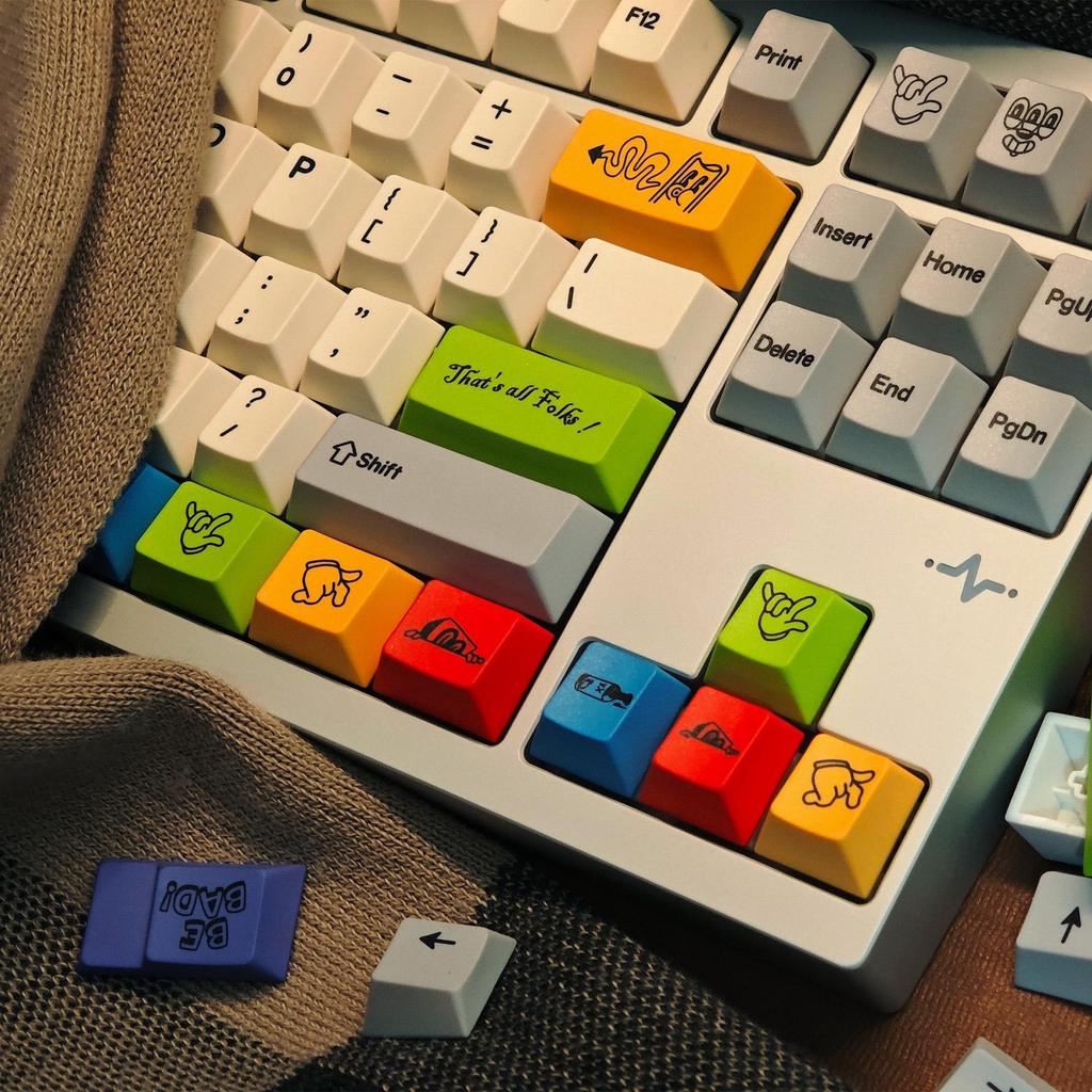143-Keys Translucent PBT Rubber Tube Keycap Set with Side-Printed Five-Sided Dye-Sublimation for Mechanical Keyboards
