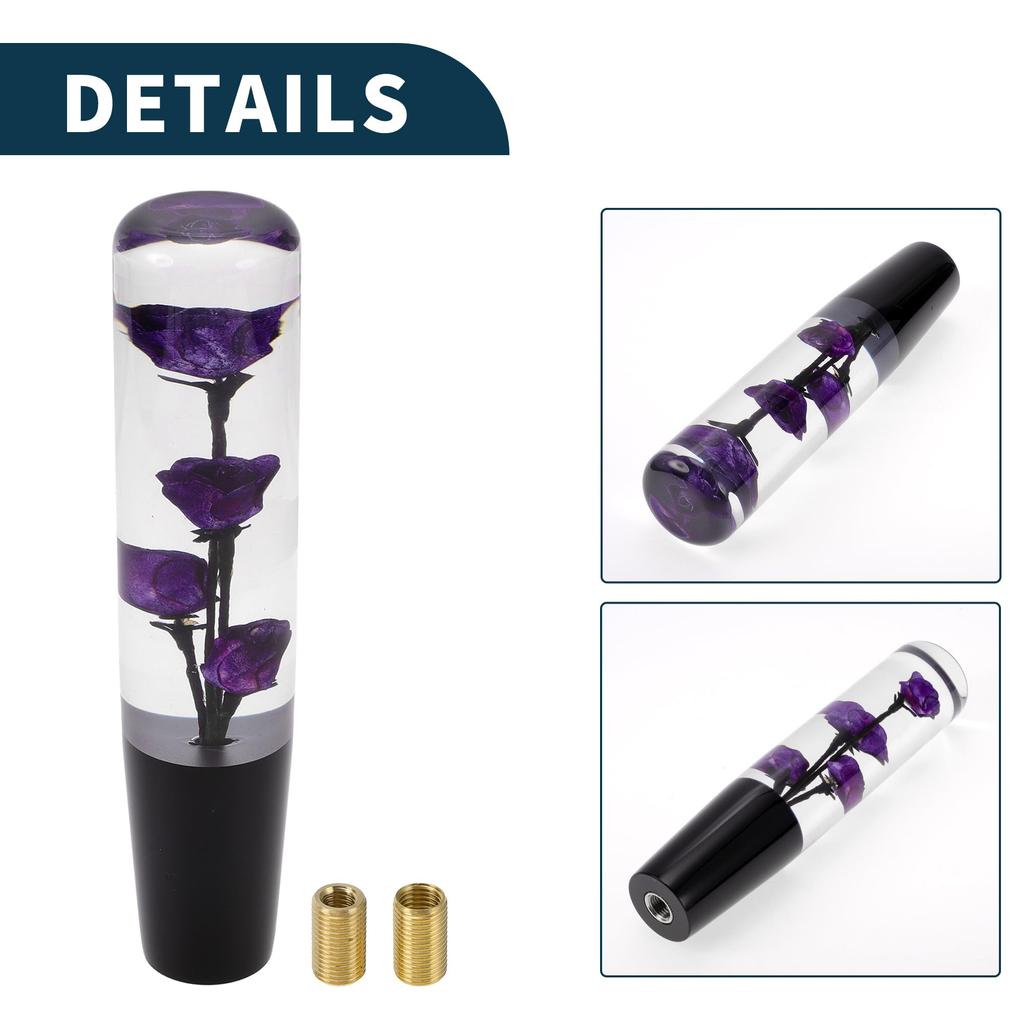 TUCKBOLD Car Gear Shift Knob, 20cm | Front Shift Lever Knob, Universal for Automotive and Manual Vehicles, Acrylic, Purple, with Two Adapters, 1 Set