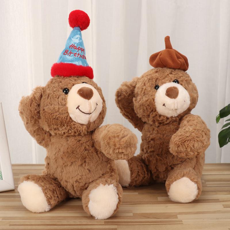 Birthday Teddy Bear Plush Toy Stuffed Animal Birthday Hat Cute Home Decor Children Boys Girls Birthday Gifts