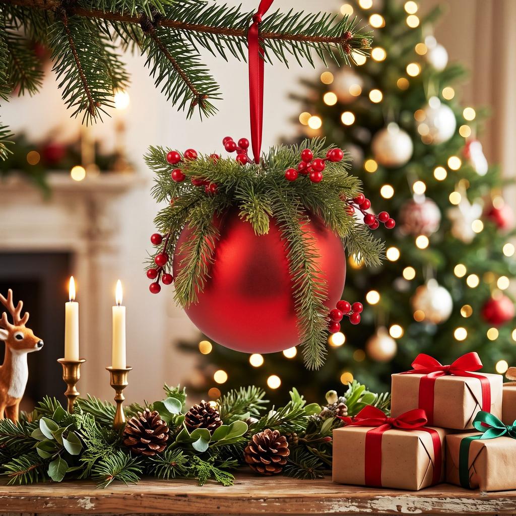 Grande Pallina di Natale Decorativa, Palla di Natale in Plastica Galvanizzata, Decorazione da Appendere per Finestra, Centro Commerciale e Decorazione Porta