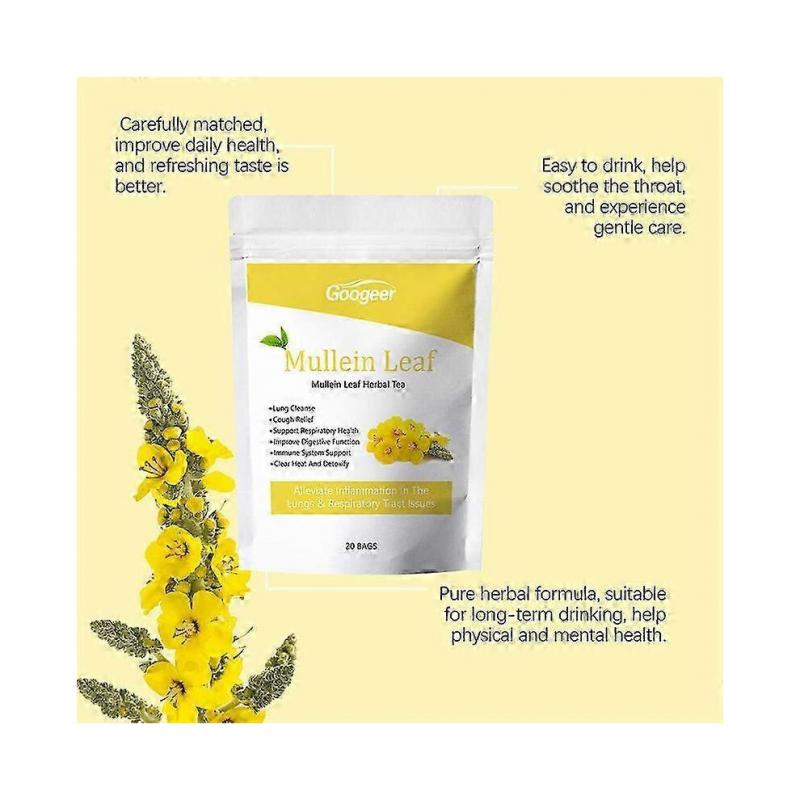 (4 PAQUETES)Bolsitas de Té de Hoja de Gordolobo Herbal Limpieza de Pulmones Respiración Tos Alivio Té De