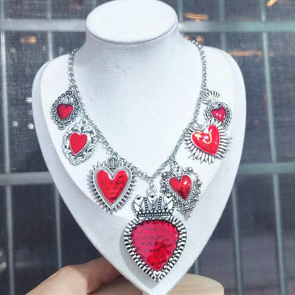 Silver Plated Sacred Heart Chokers Necklaces Chain Necklace  Women's Jewelry
