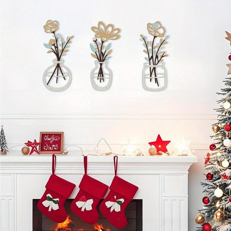 3Pcs Set of Metal Floral Wall art Decoration for Home Living Room Study Office Wall Decoration Holiday Decoration