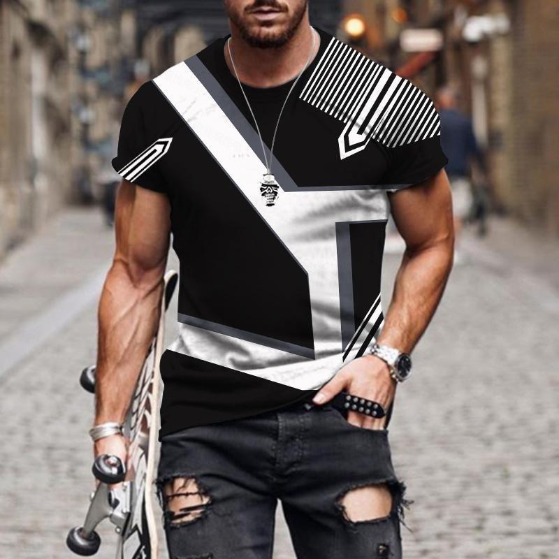 Summer Men Fashion T-shirt Fashion Harajuku 3D Printed Geometric Pattern T-shirt Casual Comfortable Short Sleeved Top