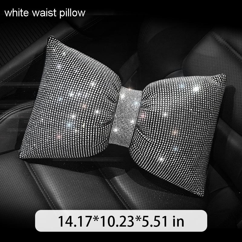 Almohadas Universales de Lujo con Diamantes de Imitación Brillantes para Reposacabezas de Coche, con Lazo, Cojín de Soporte Lumbar para Respaldo de Asiento, Interior de Automóvil