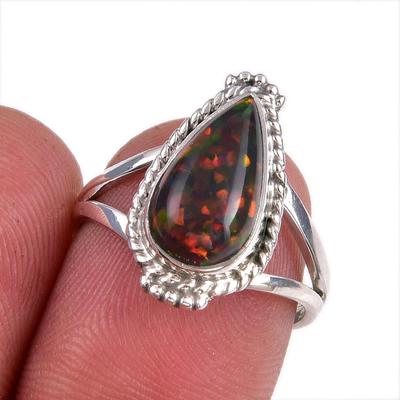 Natural Ethiopian Opal Gemstone 925 Solid Sterling Silver Jewelry Ring S.7 r0K15
