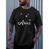 European Size Aries Men's Summer Short-sleeved T-shirts, Fashionable and Trendy Printed Men's Bottoming Shirts, Spring and Summer Round Neck Tops