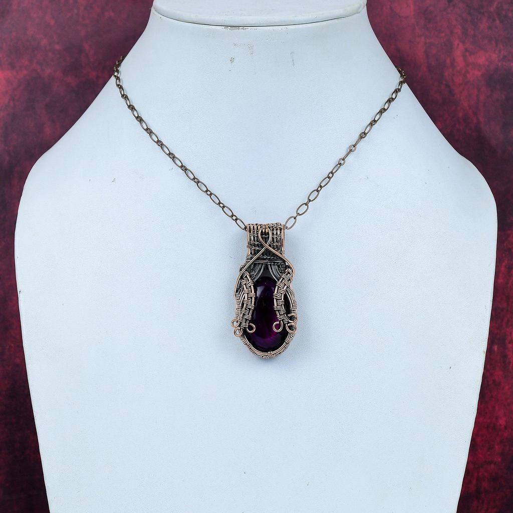 Purple Fire Labradorite Pendant Copper Wire Wrapped Jewelry Handmade Unique Pendant Gemstone Jewelry Copper Wire Wrap Pendant Gifts for Wife