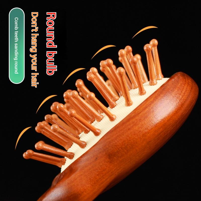 Double-Sided Meridian Comb Scalp Therapy Massage Comb Head Caring Natural Wood Round Handle Comb Scraping Body Massager