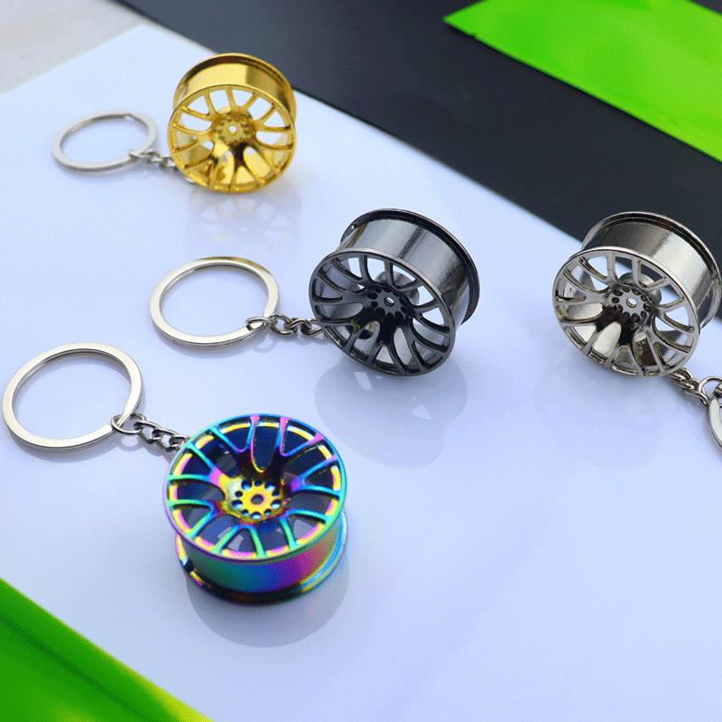 Gold Silver Black Car Wheel Keychain with Laser Logo: A Stylish Metal Accessory