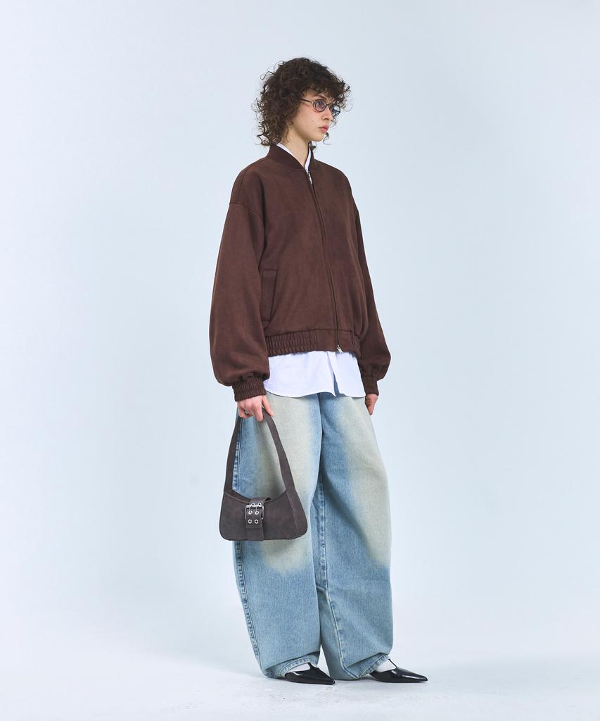 Standarderror 87-Stan059 Minimal Two-Way Suede Blouson Jacket Brown