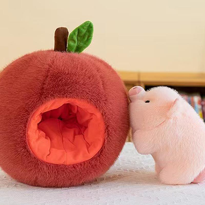 The  Able Apple Pig Plush Toy Doll Cute Pig Doll Detachable Throw Pillow Doll Gift Grabber Doll