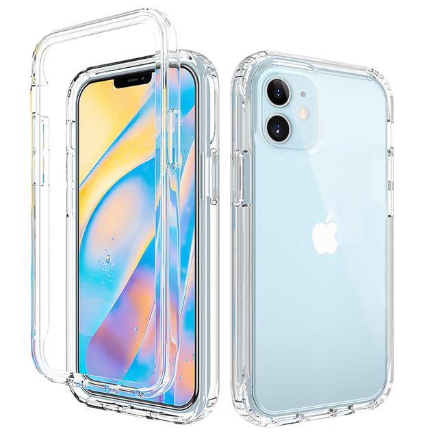 Phone Case For Iphone 14 13 12 11 Pro Max Xr Xs Max 6 7 8 Plus X 11 2 In 1 Shockproof Silicone Protection Transparent Back Cover