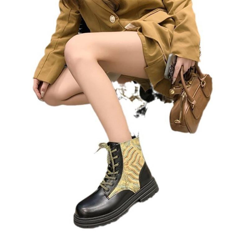 Autumn and winter new Martin boots women's lace-up comfortable platform short boots 3D printing multi-pattern women's boots