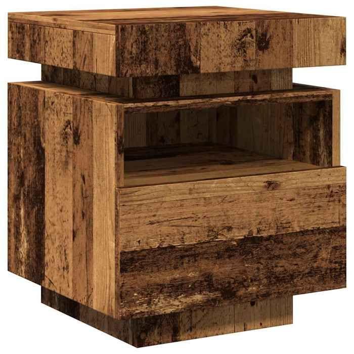 VidaXL Armoire de chevet avec lumières LED vieux bois 40x39x48,5 cm, table d'appoint, armoire de lit, table d'appoint pour 857658