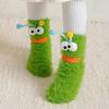 Cute Ugly Big Eye Funny Fleece Floor Socks  Coral Velvet Thickened Warm Plush Socks Autumn And Winter Home Socks