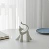 Cat Figurine Flocked Statue Compact Feline Sculpture for Desktop, Living Room, Bookshelf White