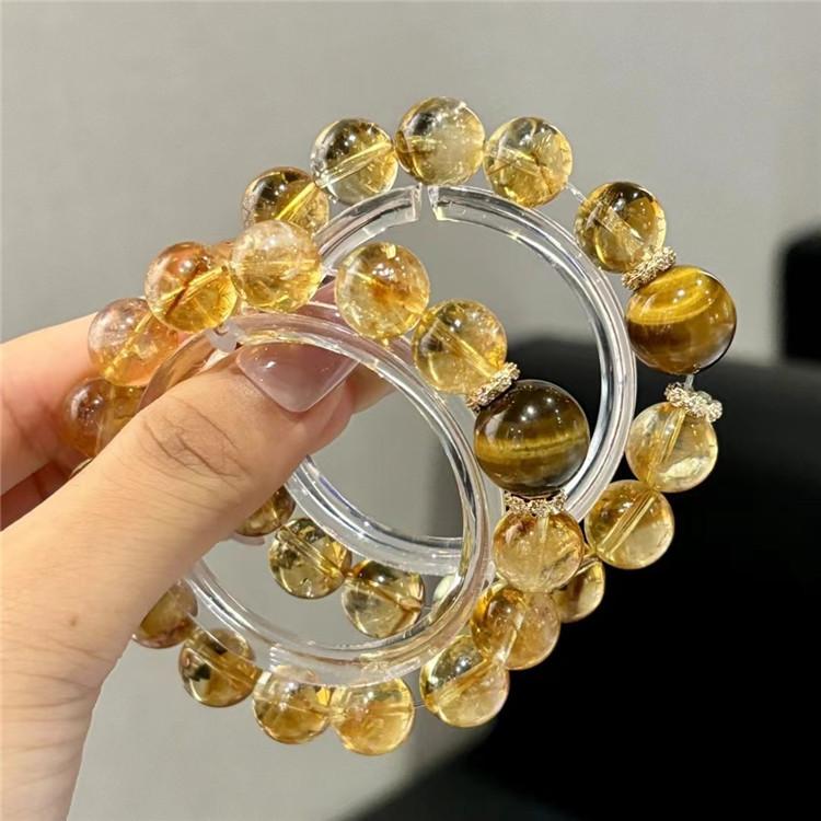 Trendy Influencer-approved Celebrity Style Natural Brazilian Citrine Pyramid Bead Original Design Bracelet for Women
