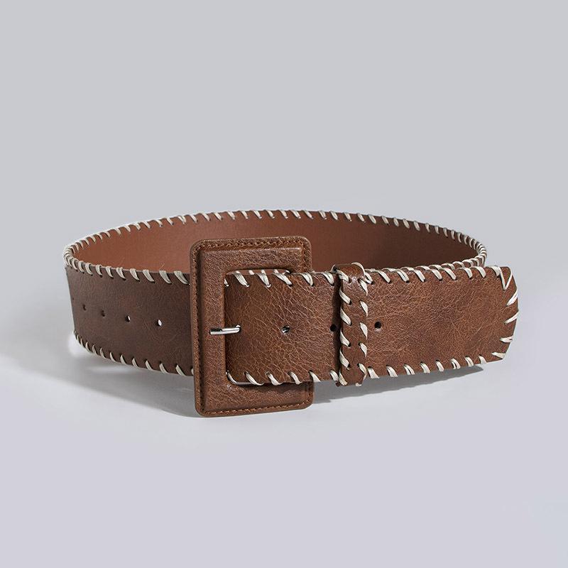 Fashionable Women's Buckle Winding Decoration PU Casual Wide Exquisite Women's Belt