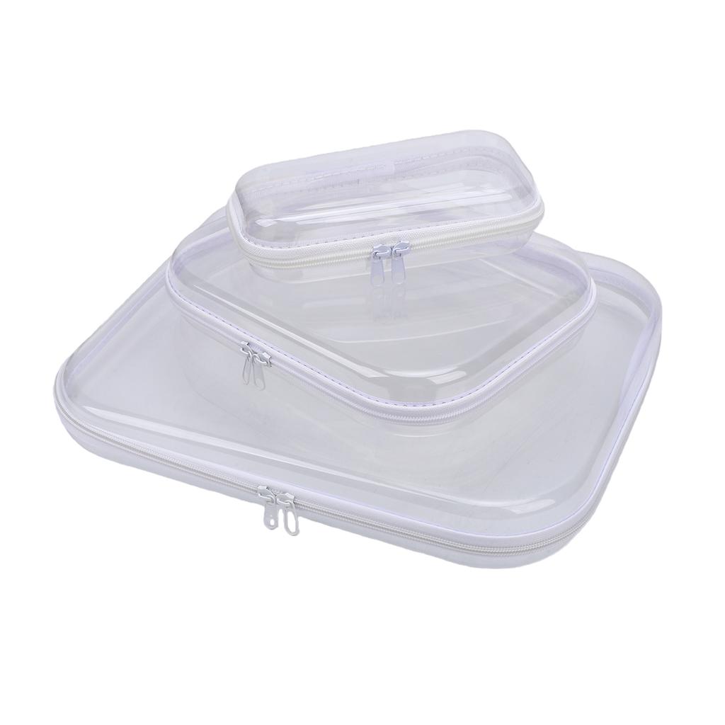3 Stück PVC-Reißverschluss-Aufbewahrungsbeutel Hartschalen-Reiseorganizer-Set Groß Mittel Klein Transparent für Snacks Kosmetik