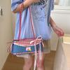 Denim Blue French Stick Handbag Sweet Cloth Underarm Bags All-match Plaid Shoulder Bag  Women