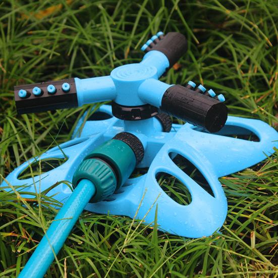 360-Degree Rotation Lawn Sprinkler with 3 Arm Leakproof Large Coverage Area Irrigation System Easy Assembly Automatic Water Sprinkler