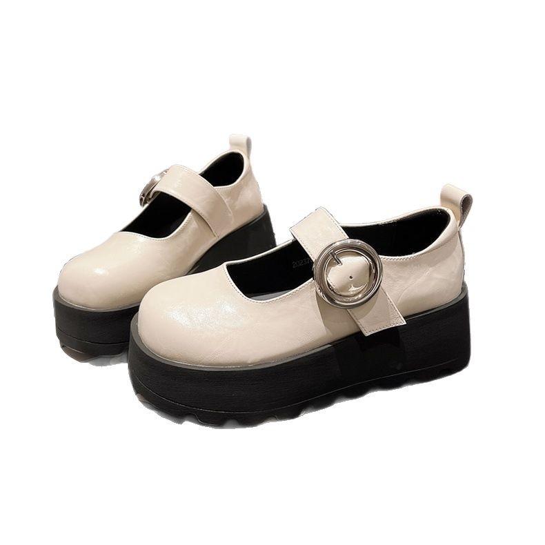 Foreign trade college style small leather shoes women's 2025 spring and summer new jk platform loafers retro one-button Mary Jane shoes