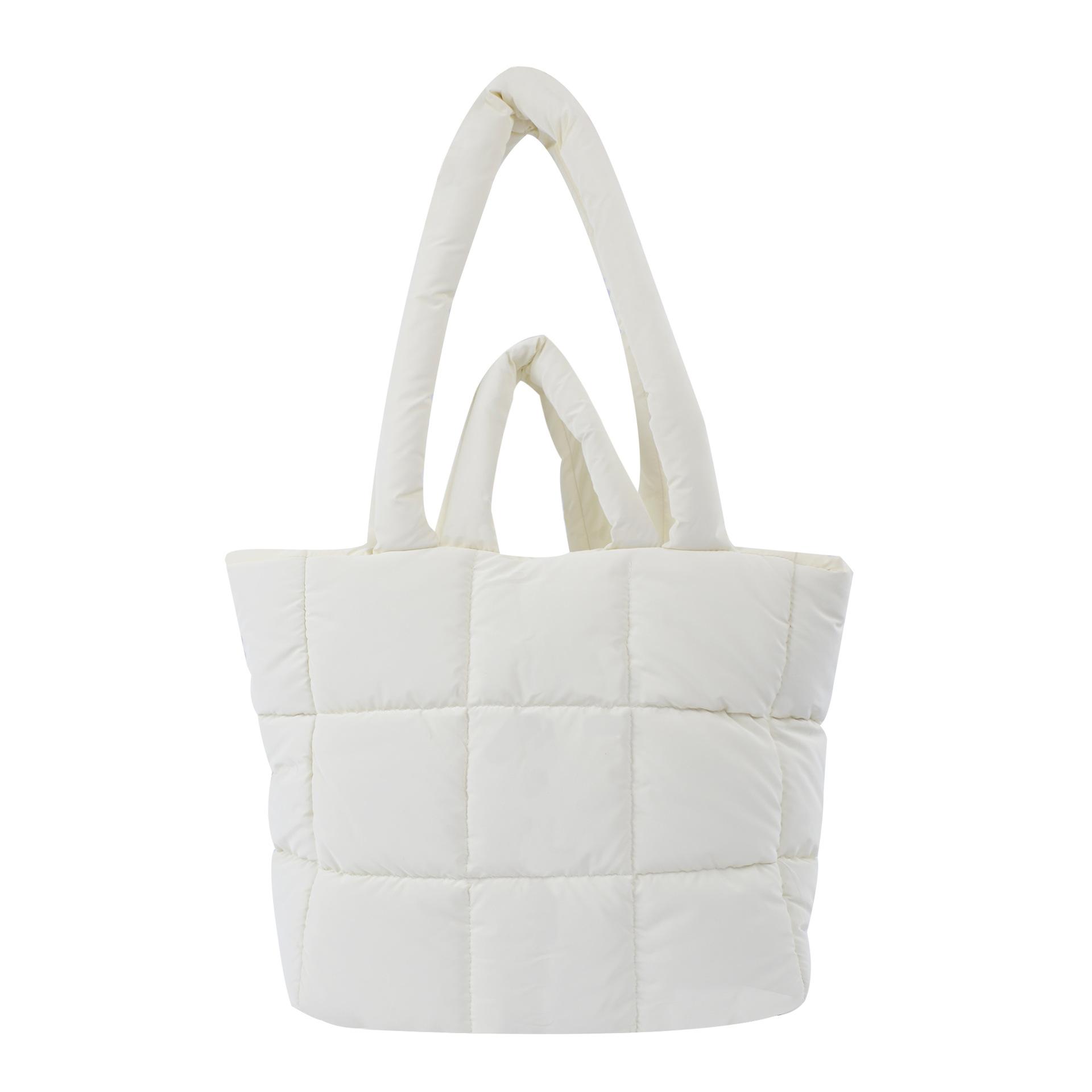 Down Tote Bag Women S Large-Capacity Cloud Bag Fashionable Versatile Nylon Cloth Portable Shoulder Bag белый